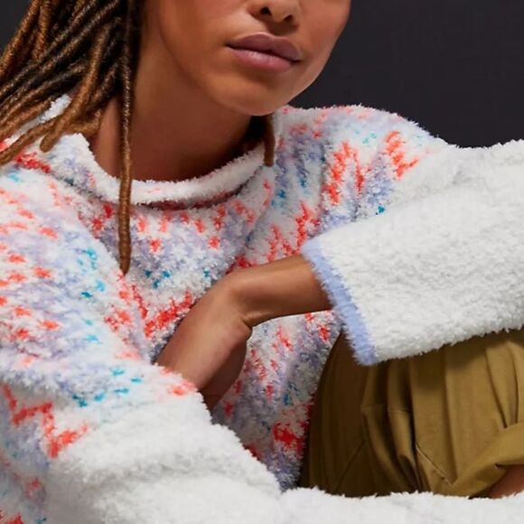 Anthropologie Pilcro Selene Sweater Aztec Rainbow Multi Color Relaxed sz XXS NWT - Picture 7 of 11